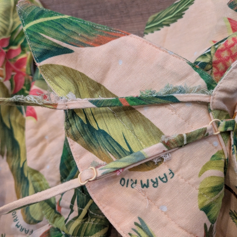 Farm Rio Fruit Forest Open-Back Floral-Print Linen-Blend Maxi Dress Size Medium - Picture 15 of 16